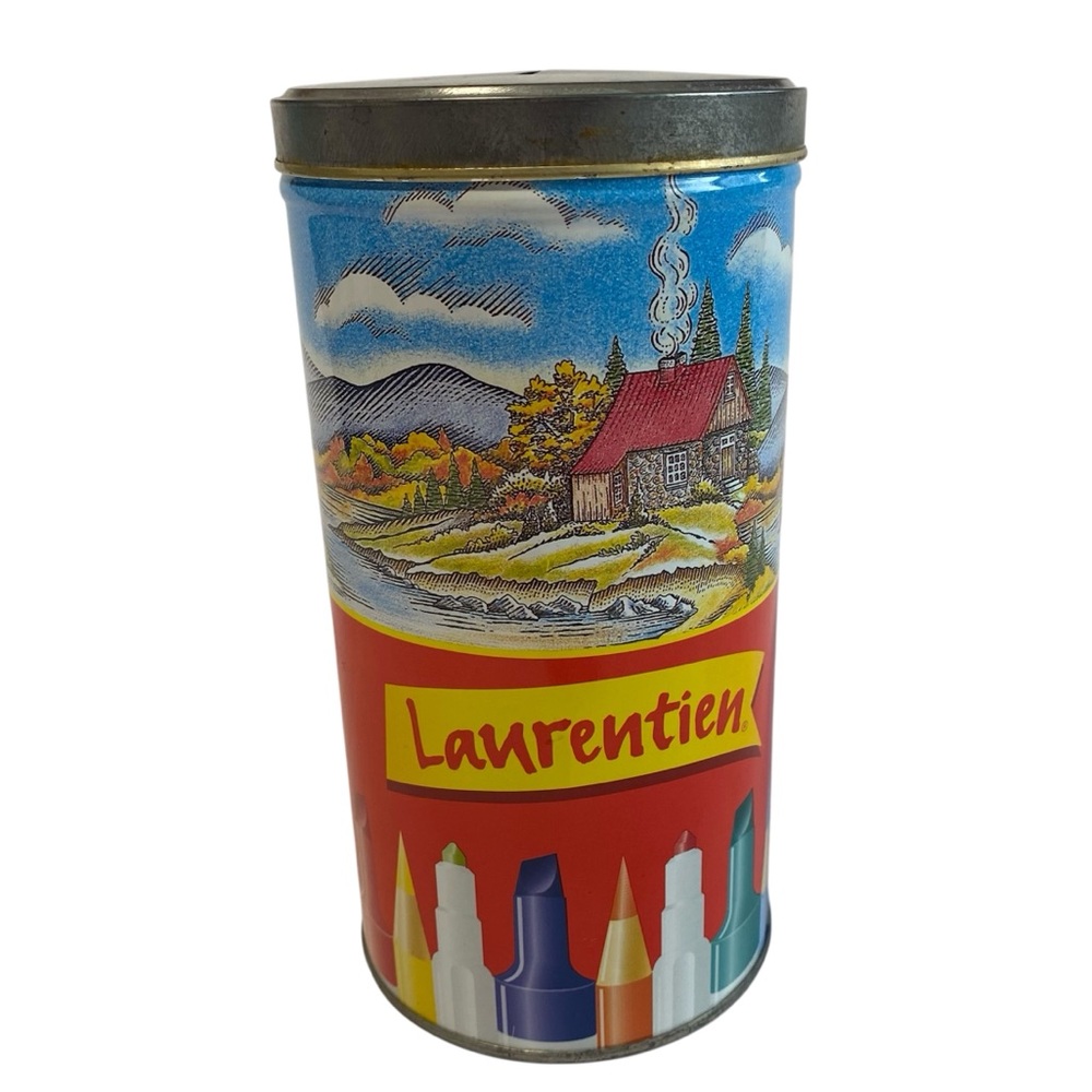 Vintage Laurentien Pencil Metal Coin Bank